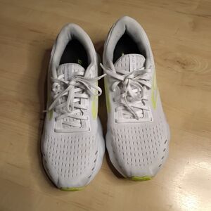 Brooks Glycerin 20 Mens White and Neon Green Running Shoes Sz9.5.